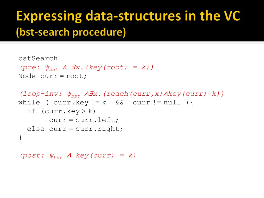 bstsearch pre bst x key root k node curr root