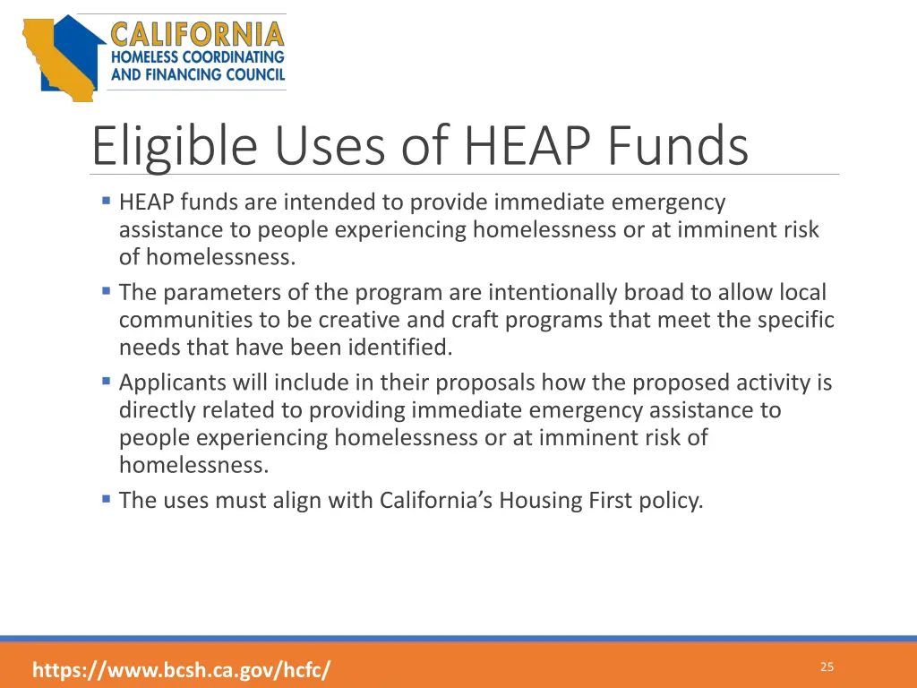 eligible uses of heap funds heap funds