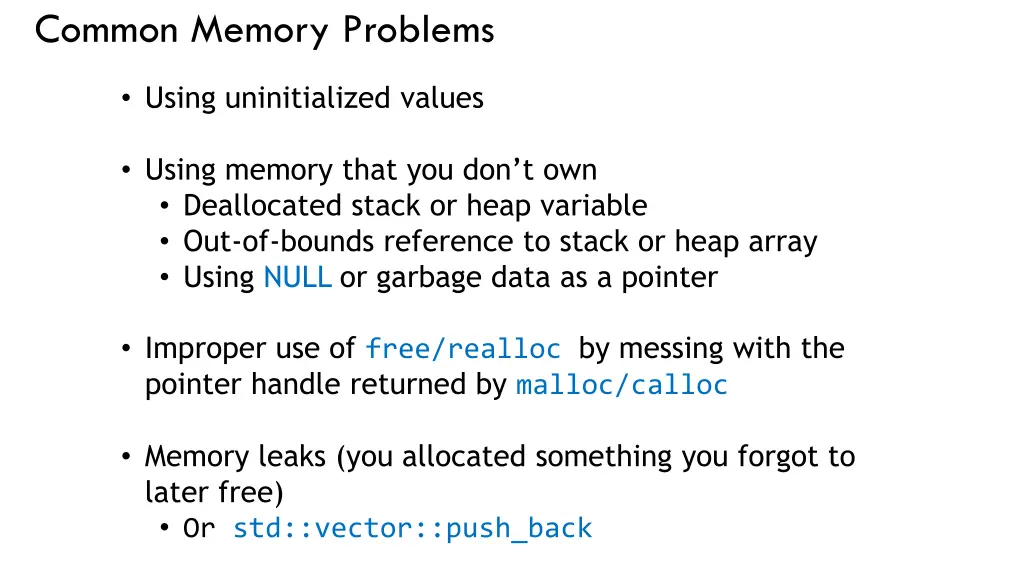 common memory problems