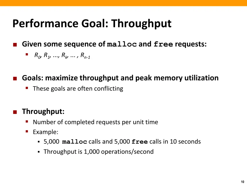 performance goal throughput