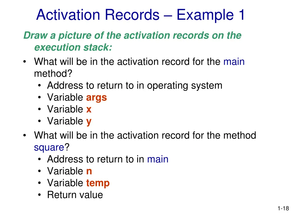 activation records example 1