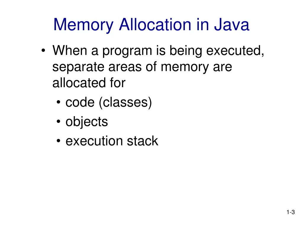 memory allocation in java