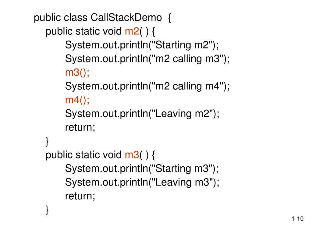 public class callstackdemo public static void