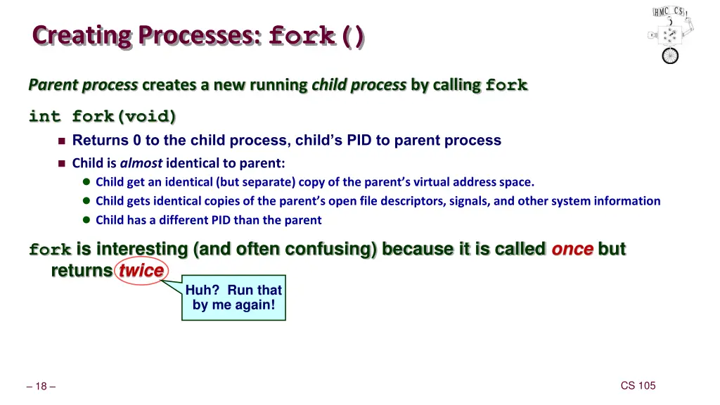 creating processes fork