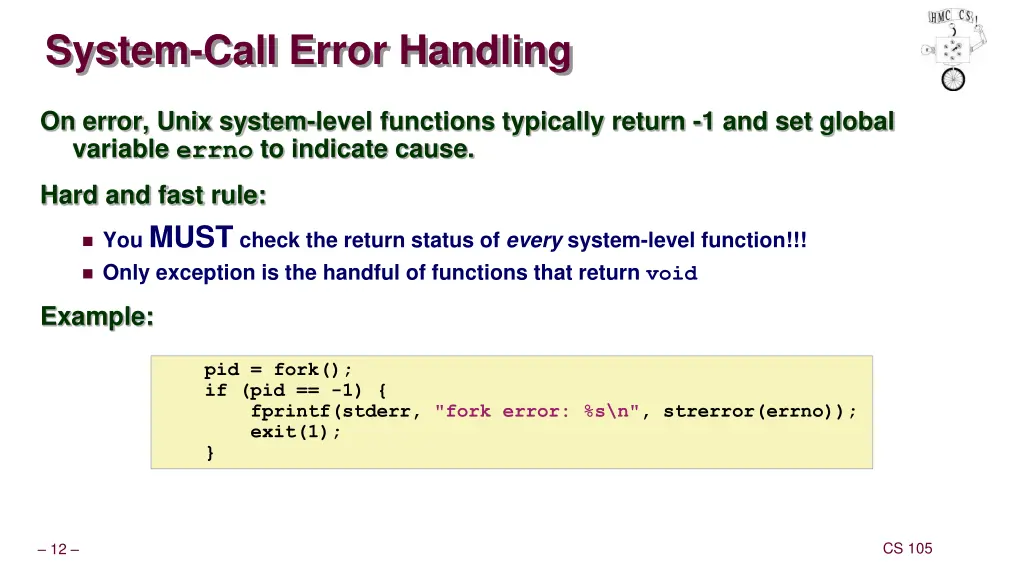 system call error handling