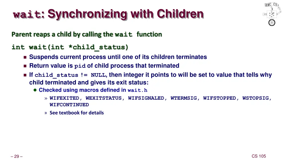 wait synchronizing with children