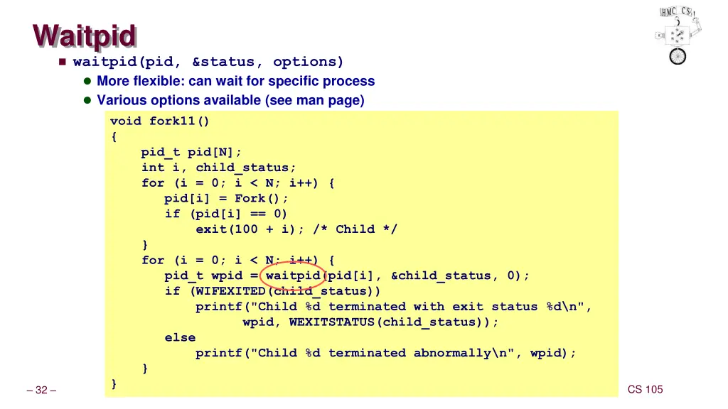 waitpid waitpid pid status options more flexible