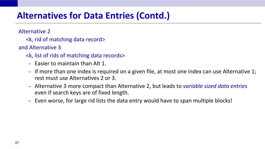 alternatives for data entries contd 1