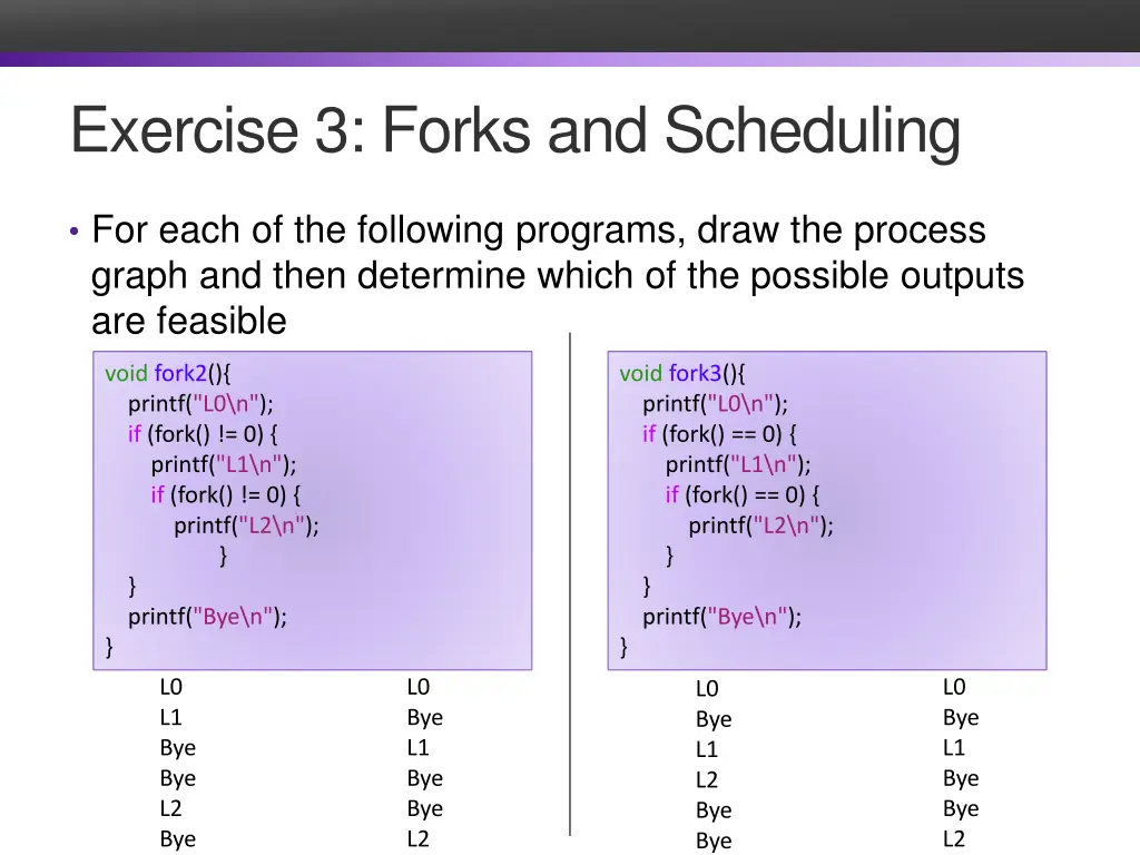 exercise 3 forks and scheduling