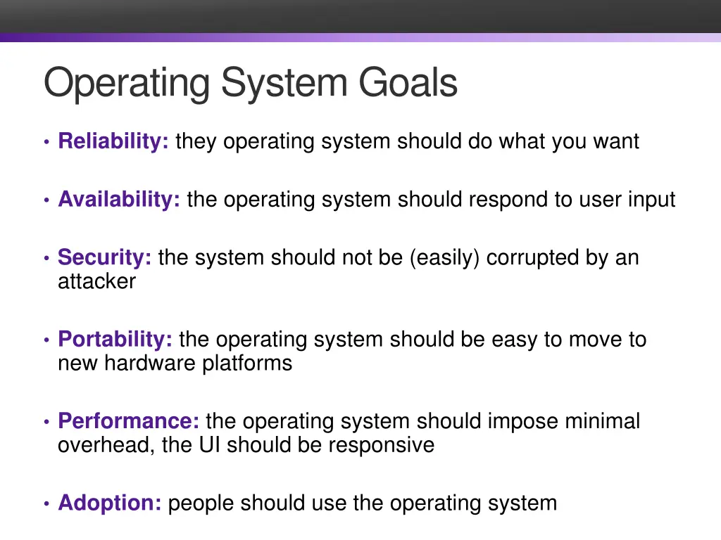 operating system goals