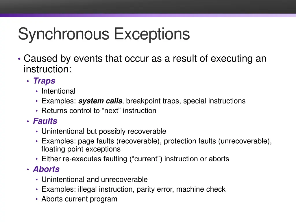 synchronous exceptions