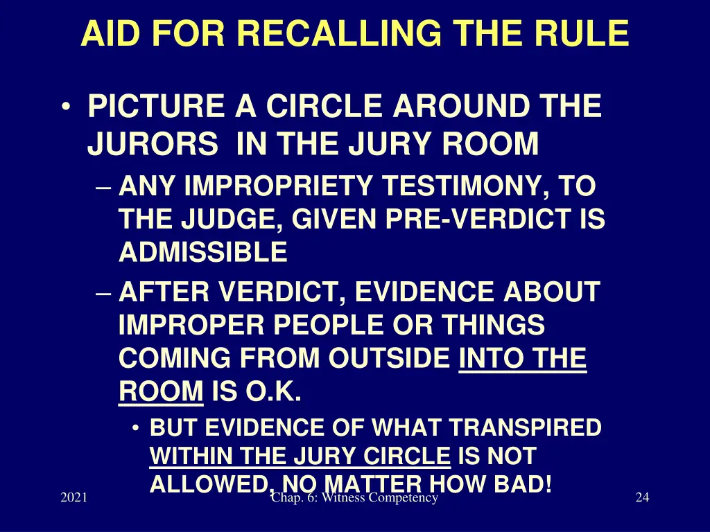 aid for recalling the rule