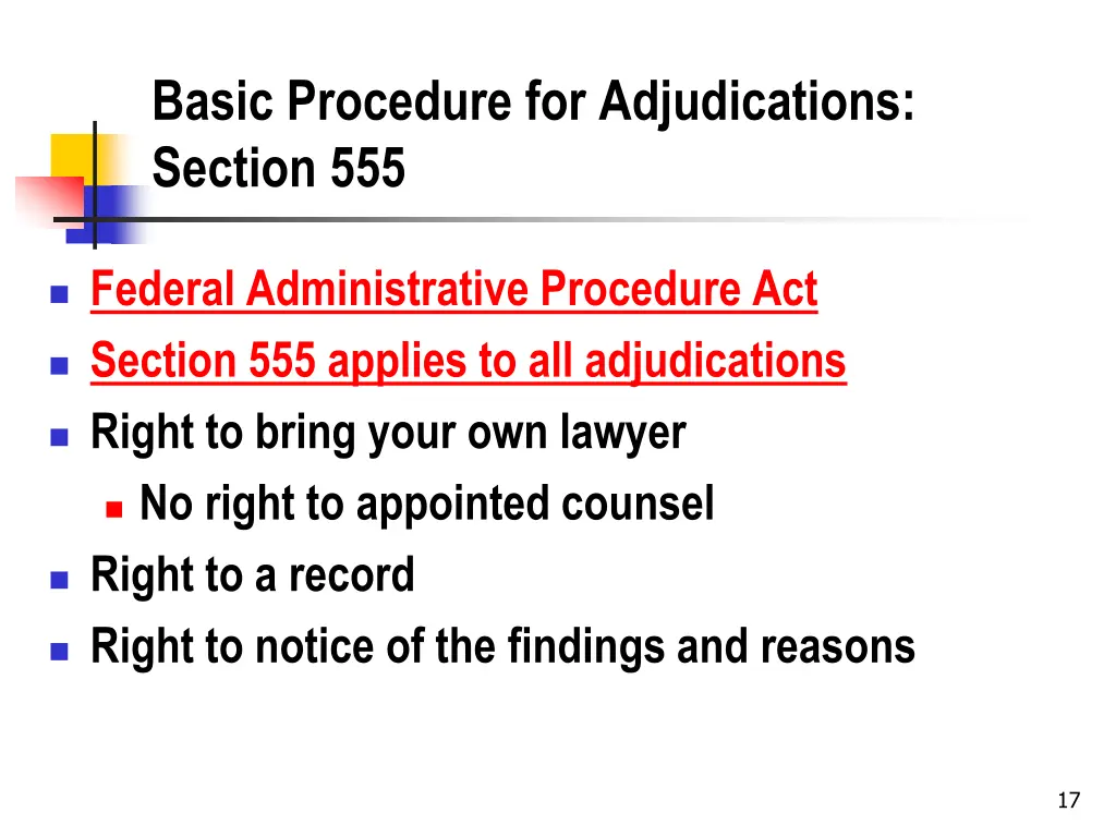 basic procedure for adjudications section 555