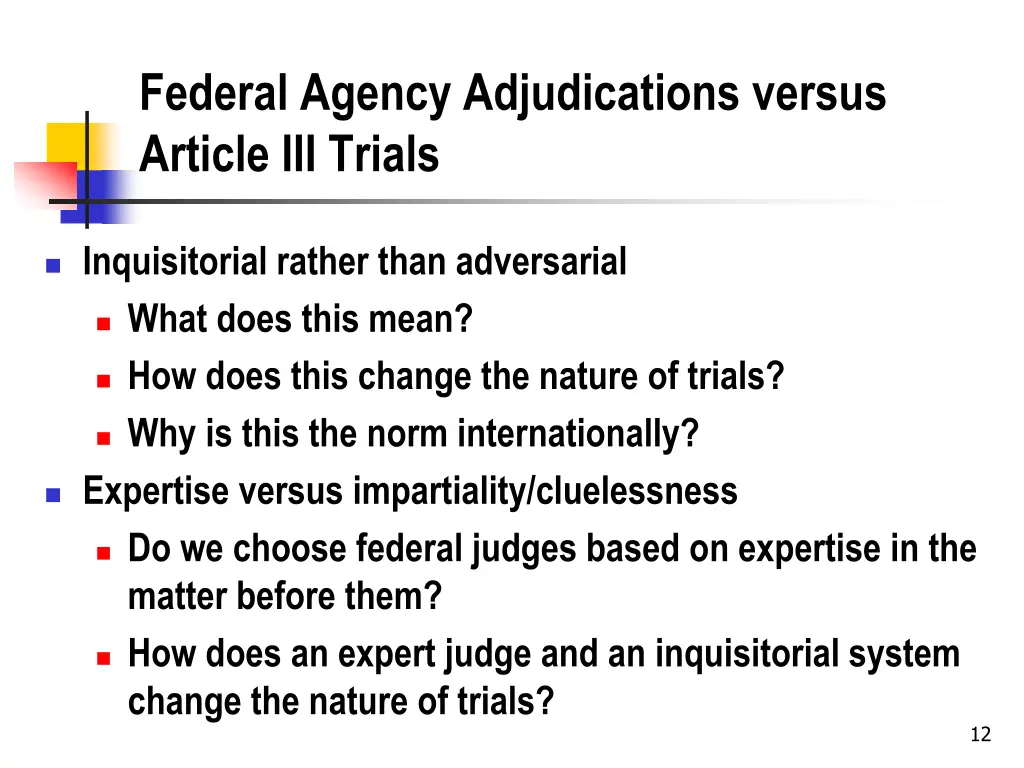 federal agency adjudications versus article