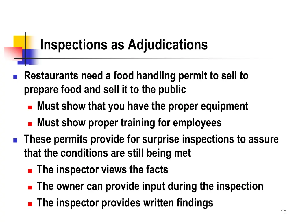 inspections as adjudications