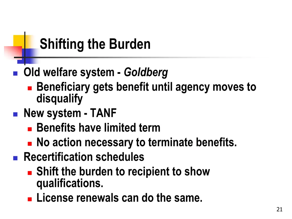 shifting the burden