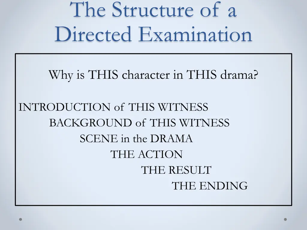 the structure of a directed examination