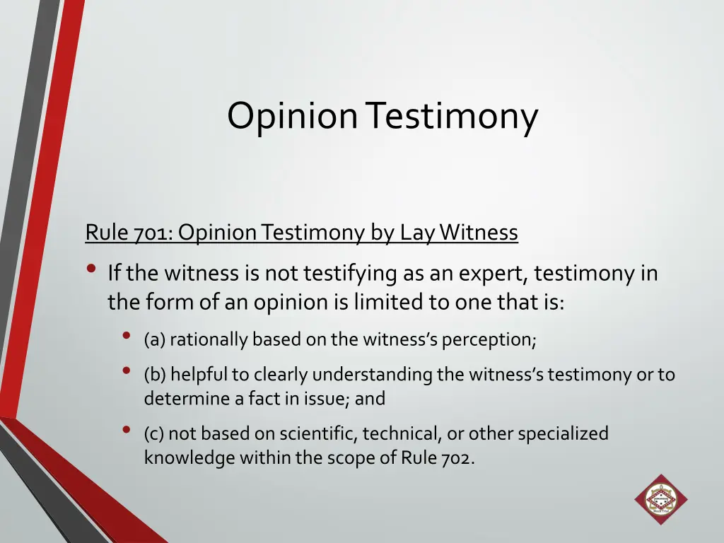 opinion testimony 1