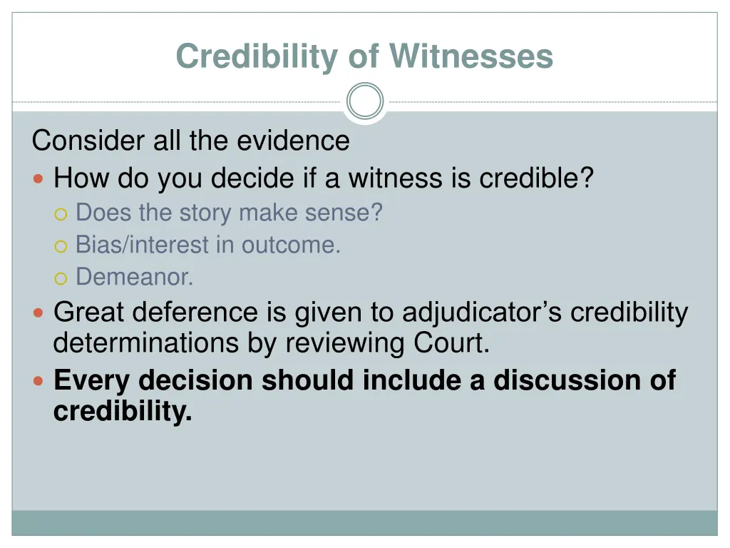 credibility of witnesses