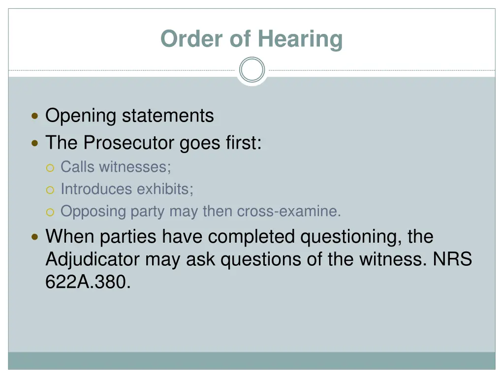 order of hearing