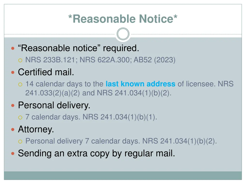 reasonable notice