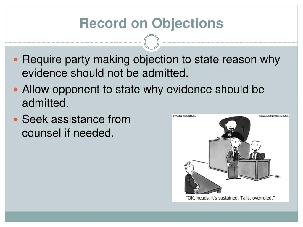 record on objections