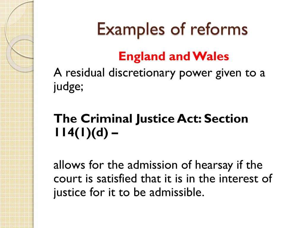 examples of reforms