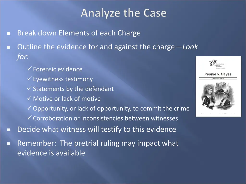 break down elements of each charge