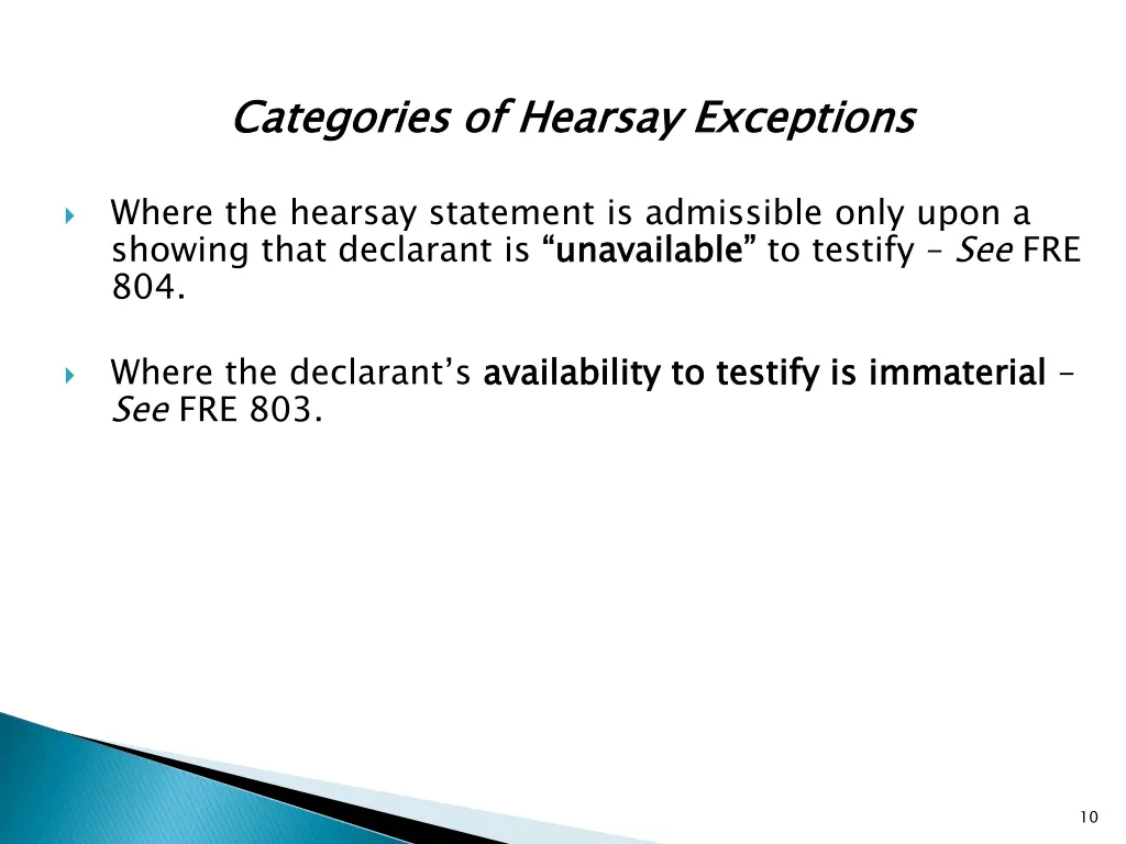 categories of hearsay exceptions