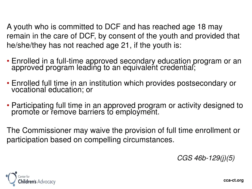 a youth who is committed to dcf and has reached