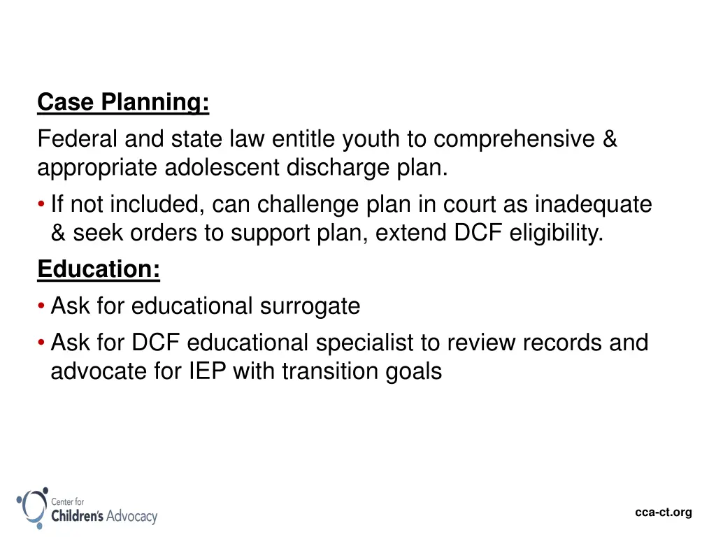 case planning federal and state law entitle youth