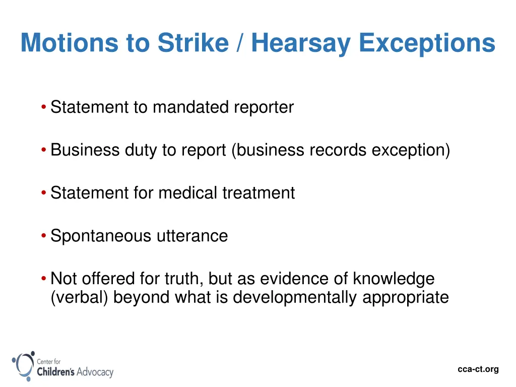 motions to strike hearsay exceptions