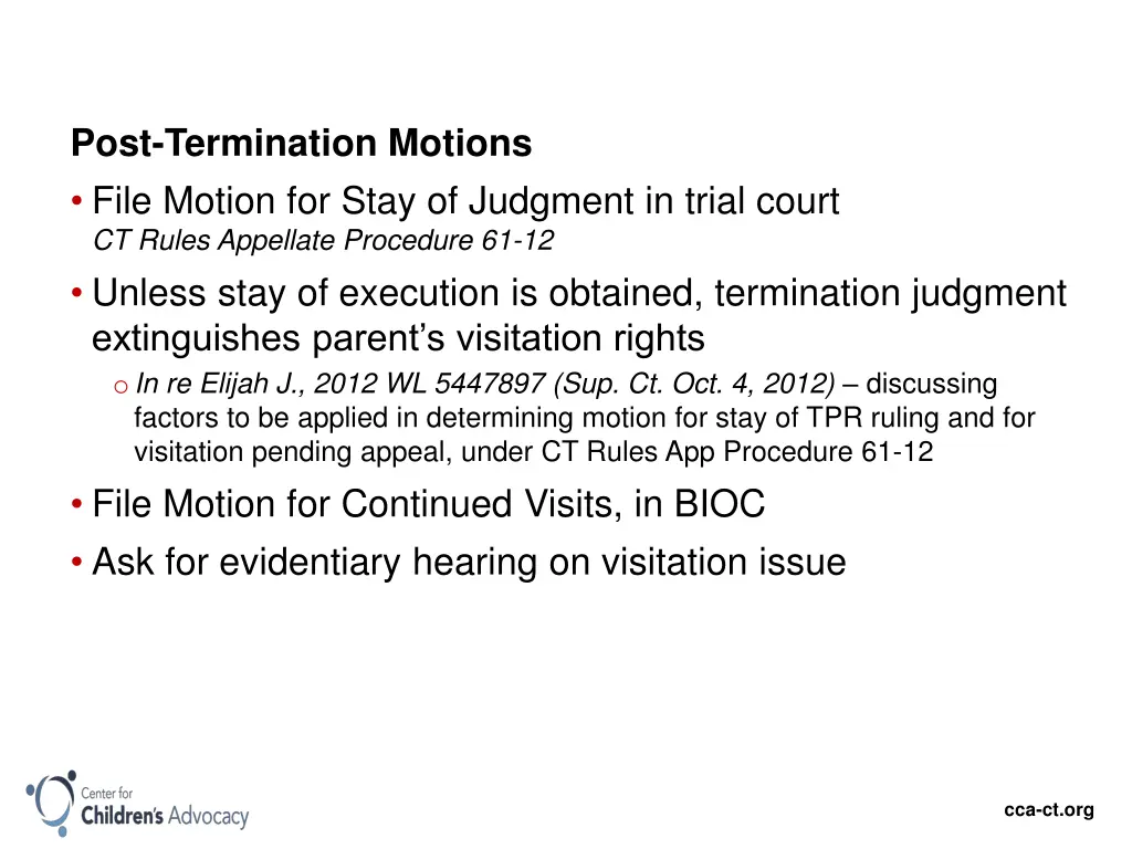 post termination motions file motion for stay