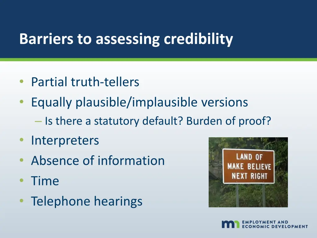 barriers to assessing credibility