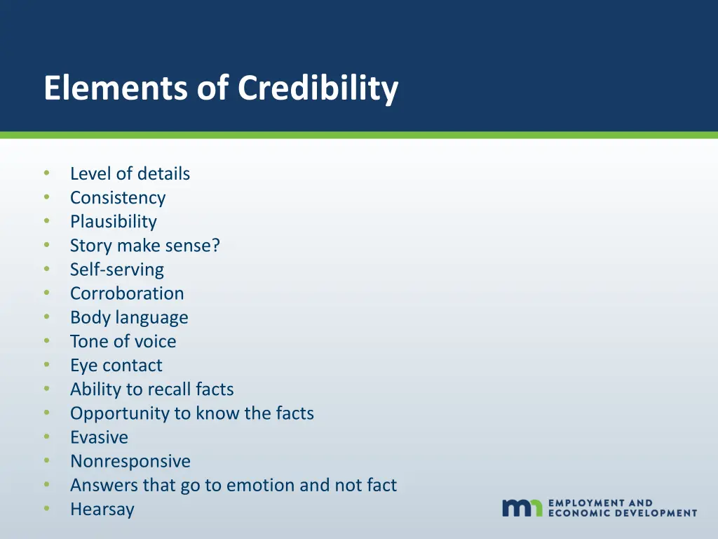 elements of credibility