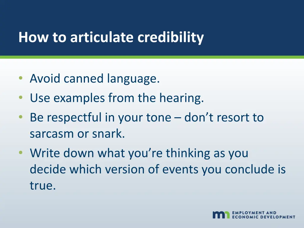 how to articulate credibility