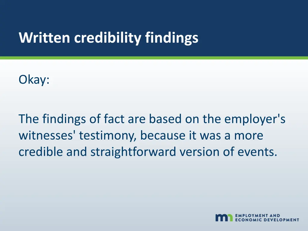 written credibility findings 2