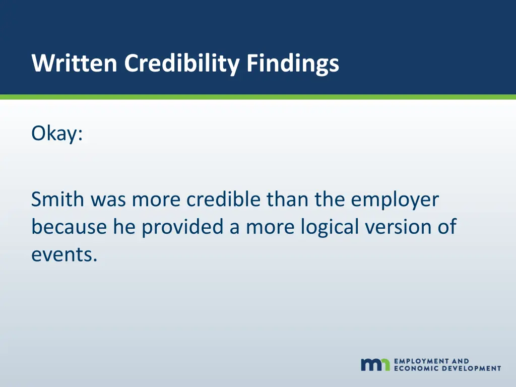 written credibility findings 3