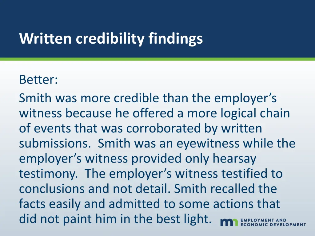 written credibility findings 4