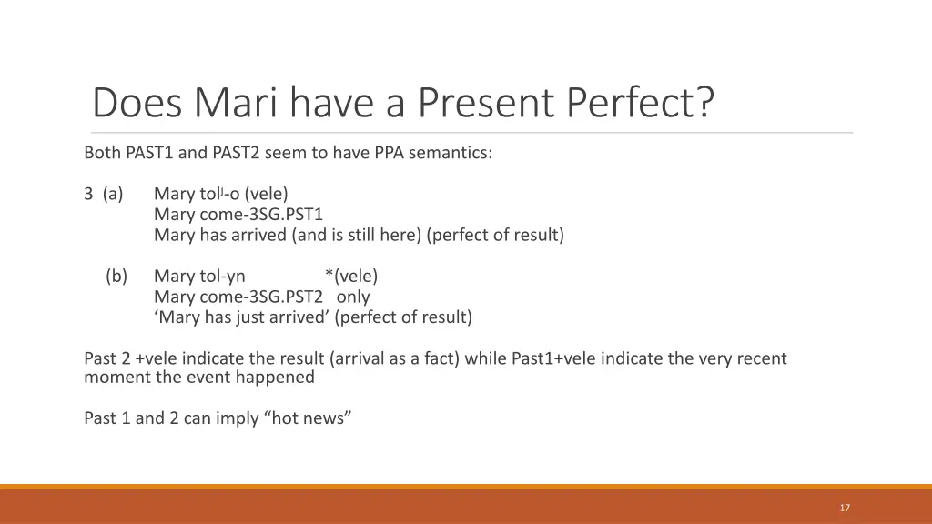 does mari have a present perfect 1