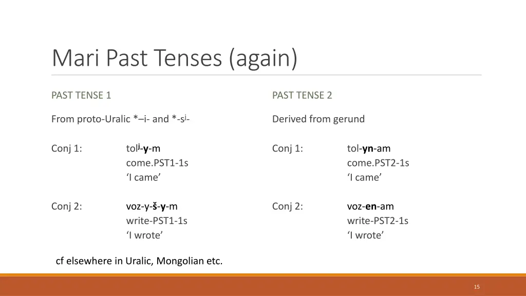 mari past tenses again