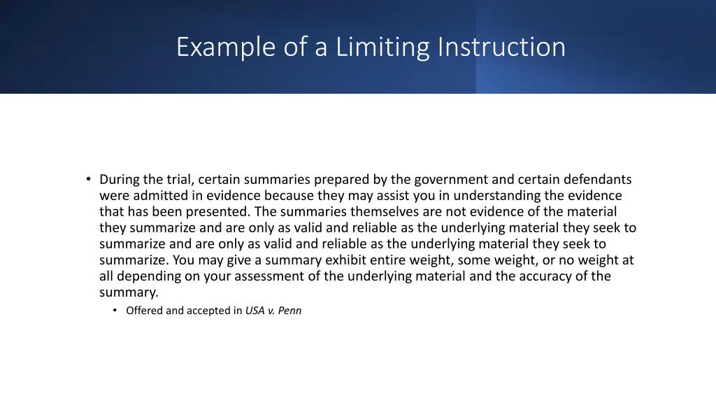 example of a limiting instruction