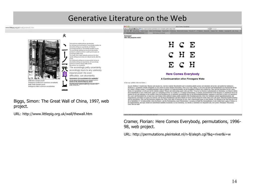 generative literature on the web