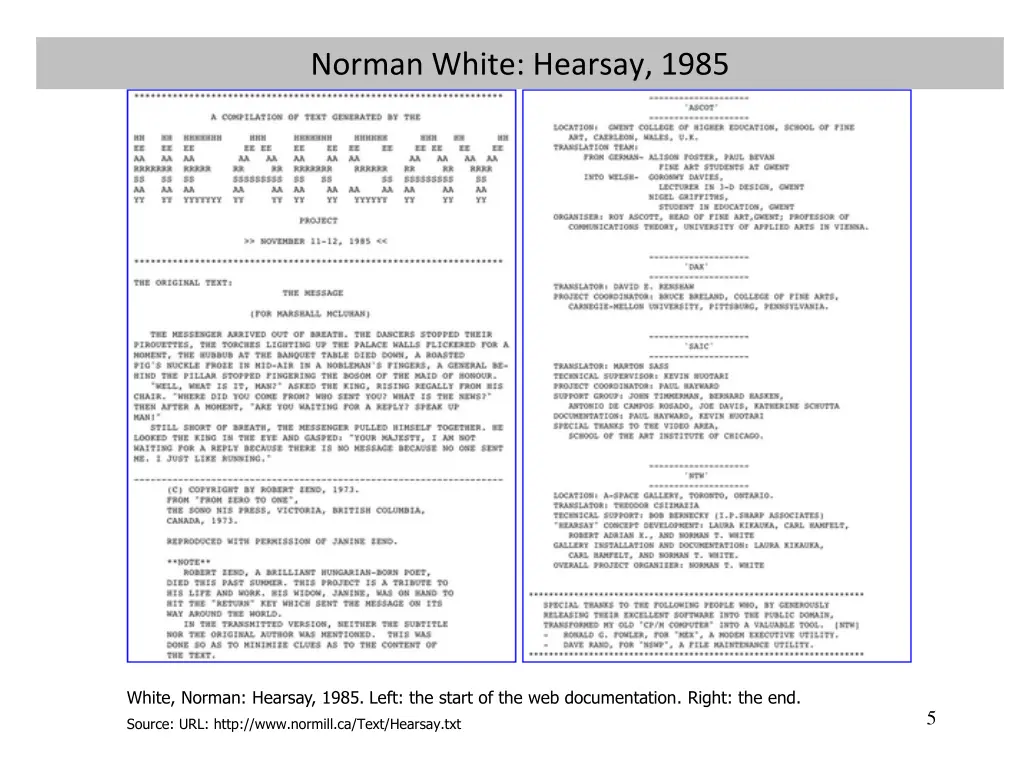 norman white hearsay 1985