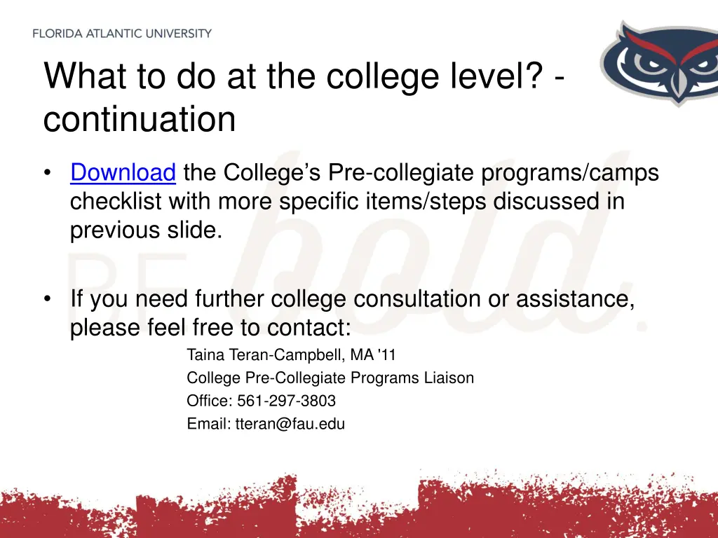 what to do at the college level continuation