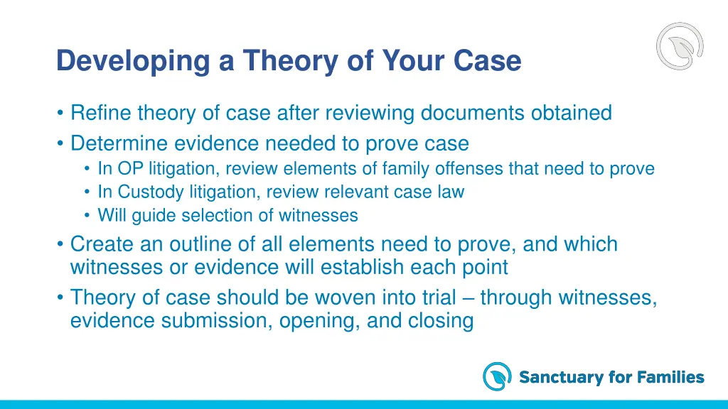 developing a theory of your case