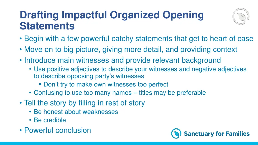 drafting impactful organized opening statements