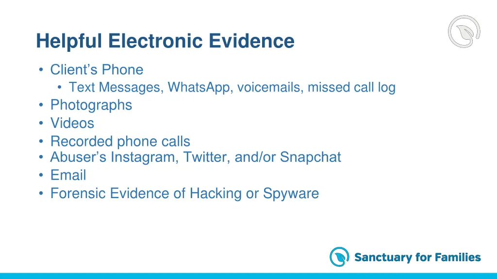 helpful electronic evidence