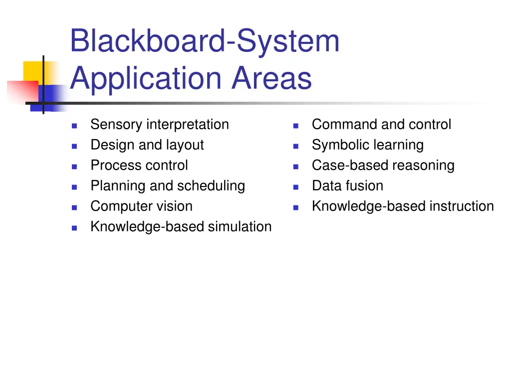 blackboard system application areas