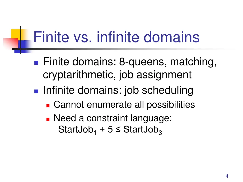 finite vs infinite domains